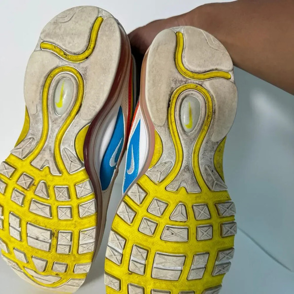 Nike Air Max 97 Summer Pack, White Blue Yellow, Size 5.5 Y - Picture 6 of 9